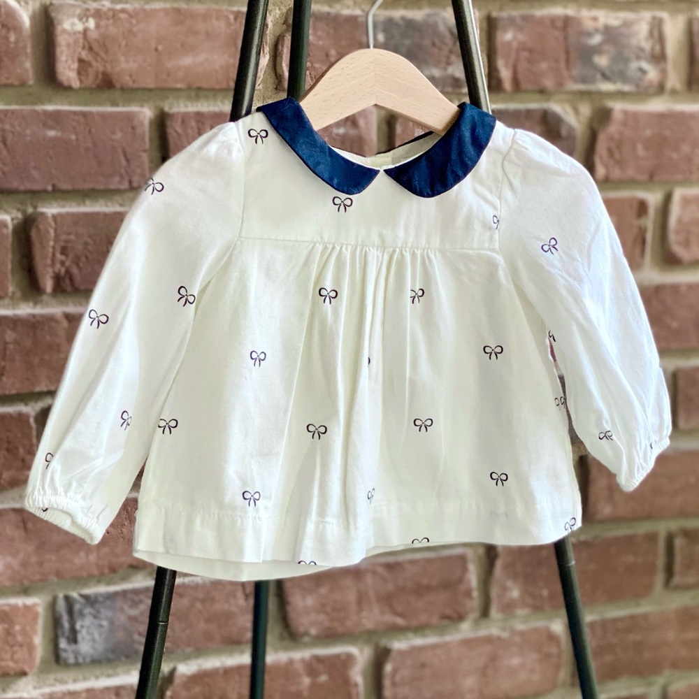 6-12M NWOT Gap Top - Peter Pan Collar & Bow Print